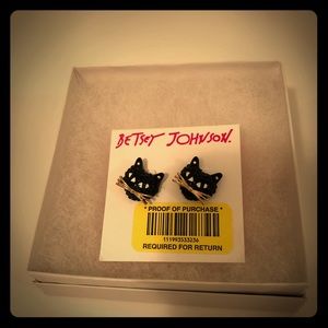 Betsey Johnson black cat earrings